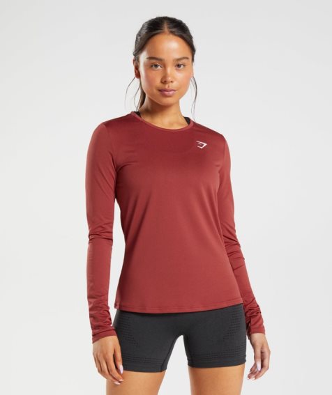 Koszulki Gymshark Treningowe Long Sleeve Top Damskie Czerwone | PL 857OED